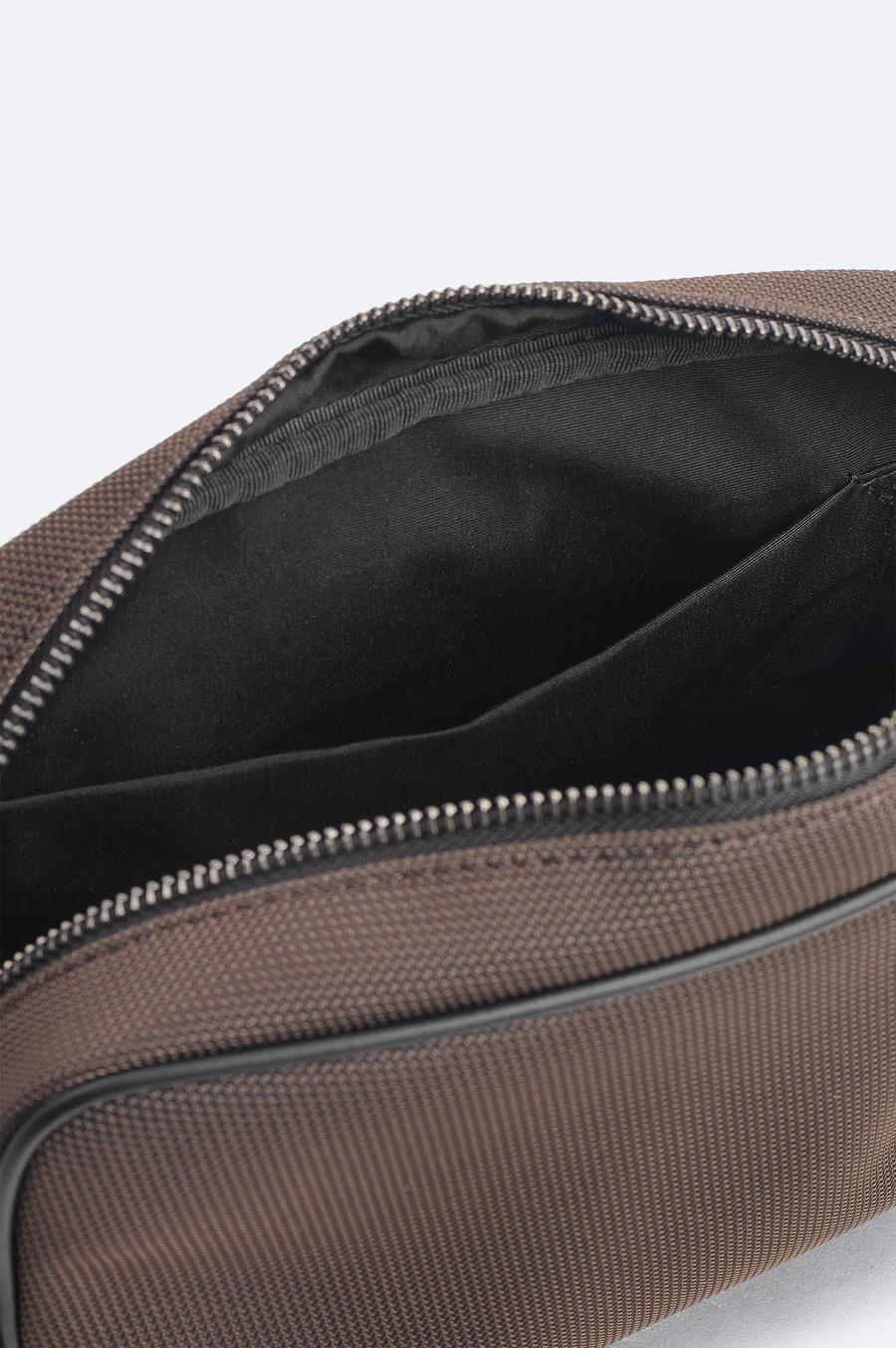 Kahve Çift Fermuarlı El Çantası