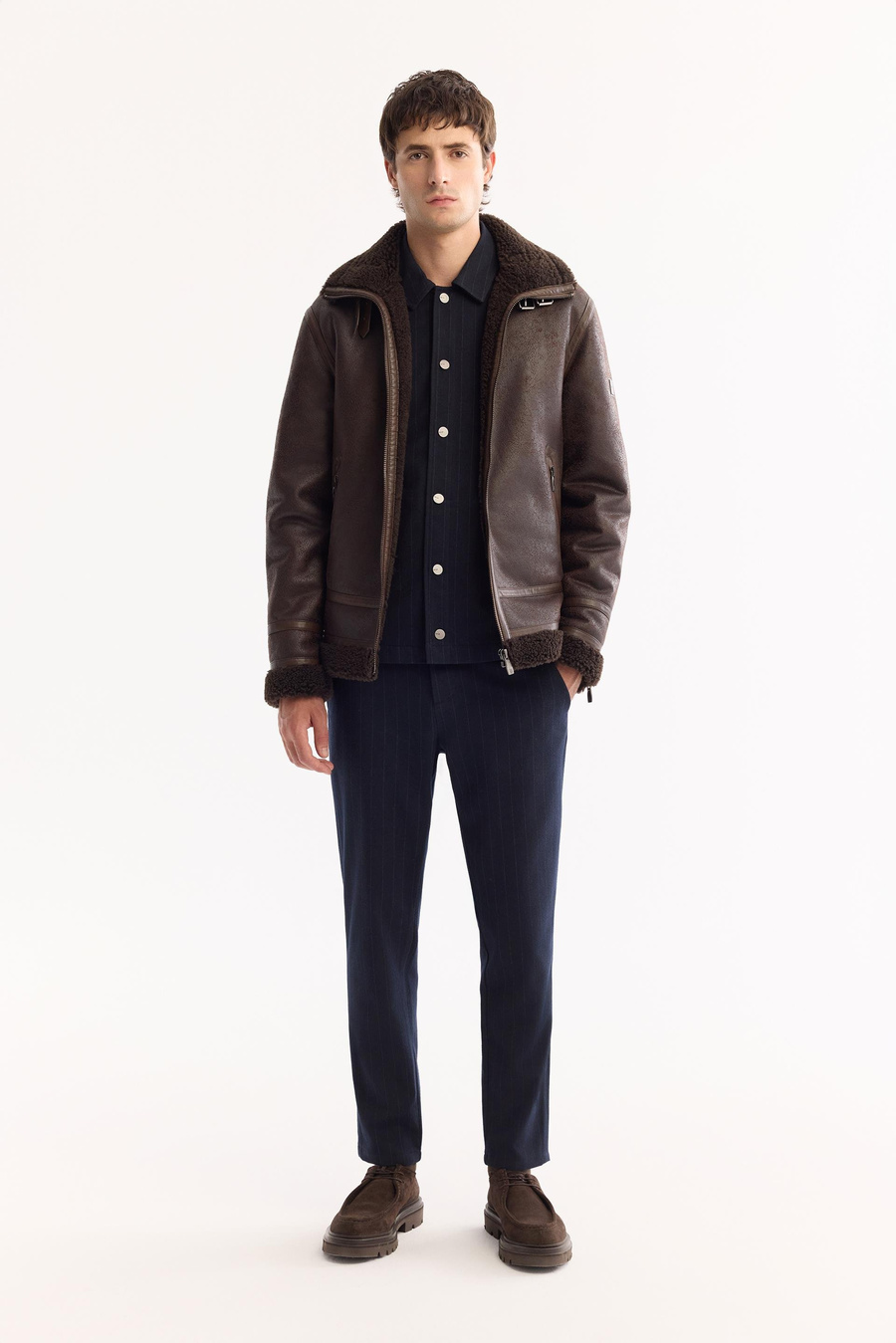 Kahve Dik Yaka Napa Mont