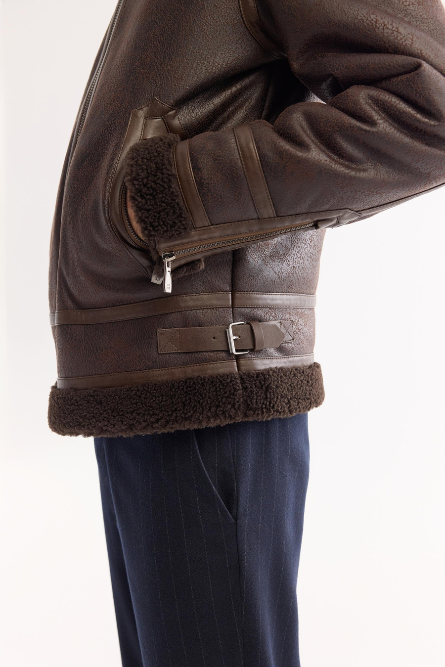 Kahve Dik Yaka Napa Mont