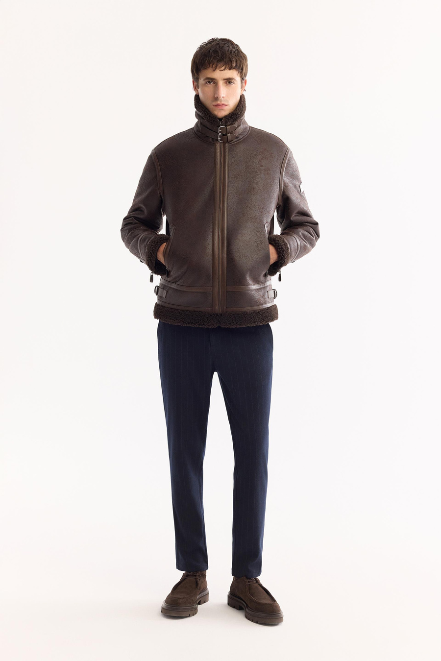 Kahve Dik Yaka Napa Mont