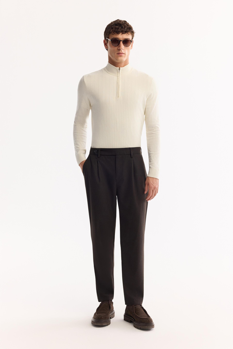 Kahve Yün Karışımlı Carrot Fit Pantolon