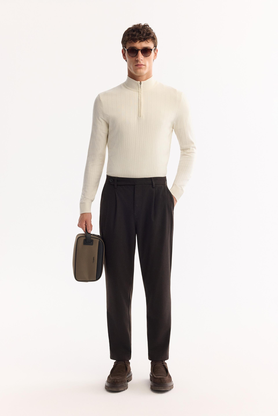 Kahve Yün Karışımlı Carrot Fit Pantolon