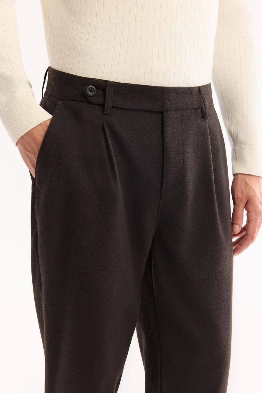 Kahve Yün Karışımlı Carrot Fit Pantolon