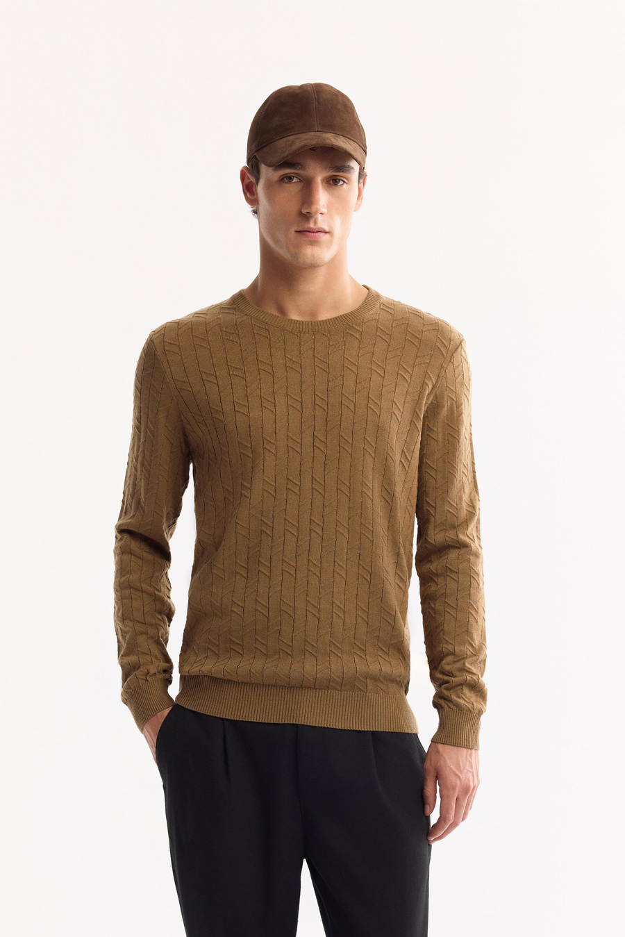 Kamel Bisiklet Yaka Jakarlı Kazak