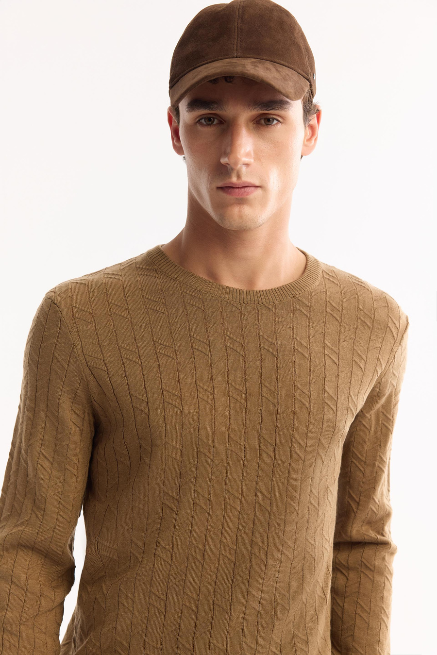 Kamel Bisiklet Yaka Jakarlı Kazak