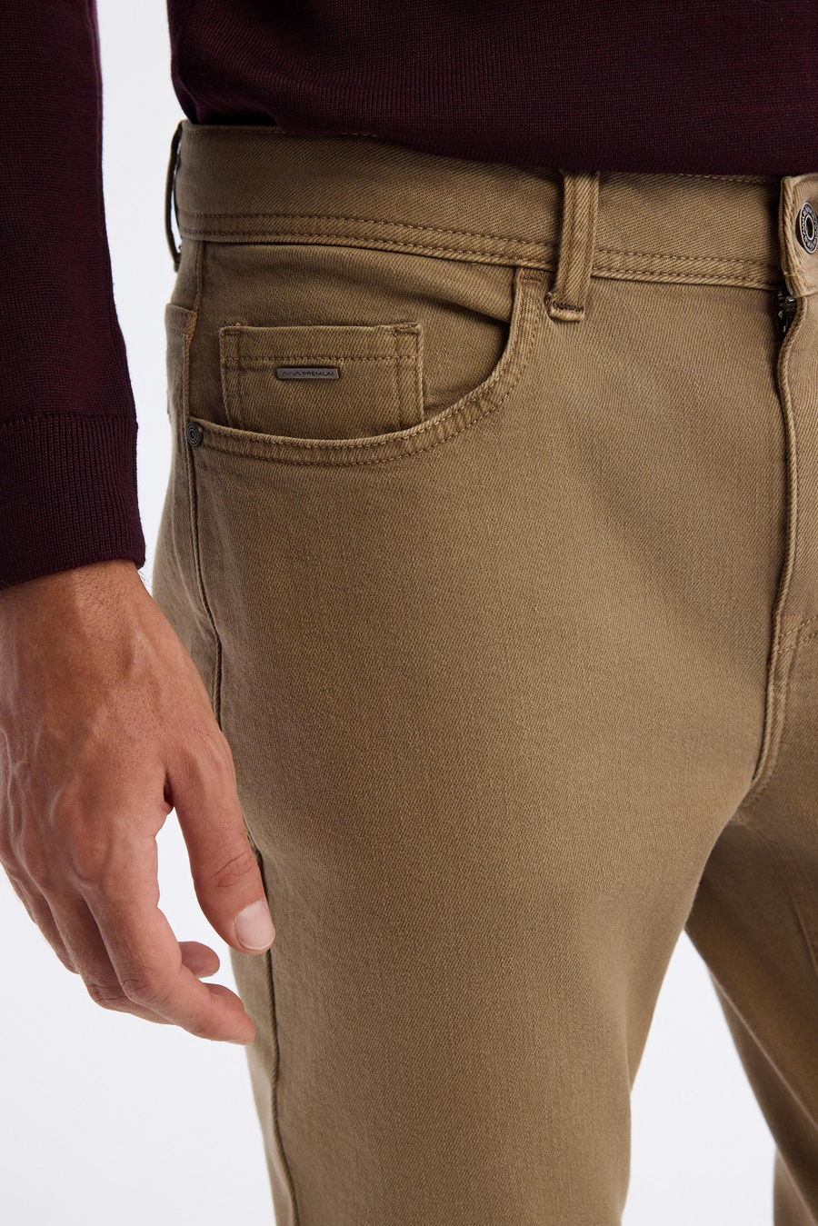 Camel Garment Dyed Washed Jeans