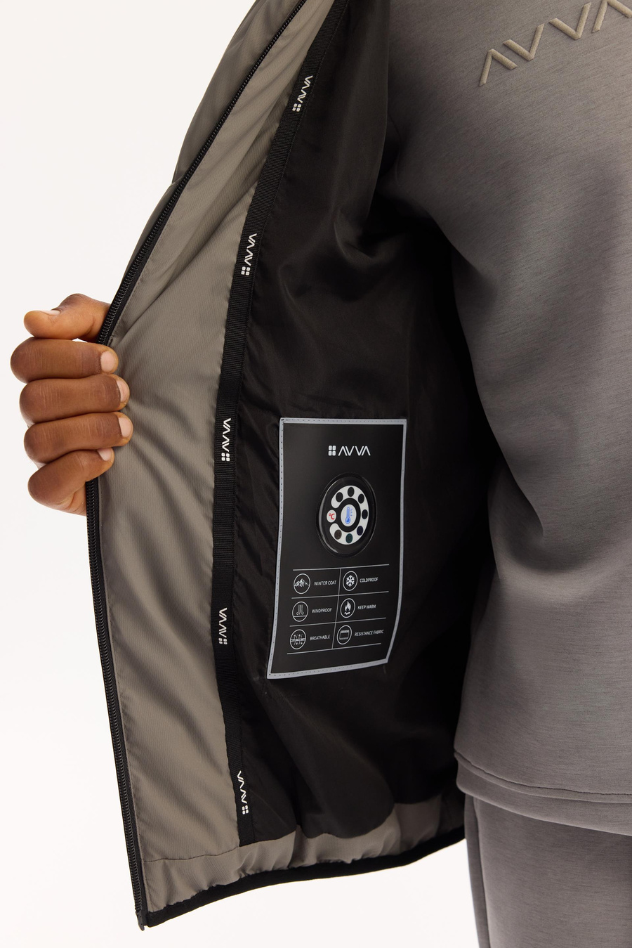 Koyu Gri Takma Çıkma Kapüşonlu Mont