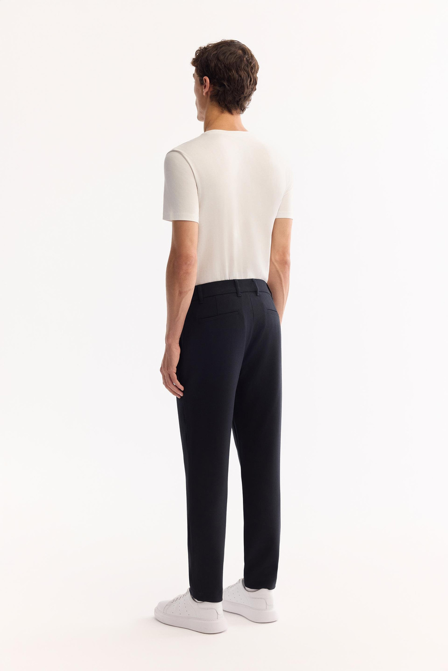 Koyu Lacivert Dokulu Yanı Lastikli Slim Fit Pantolon