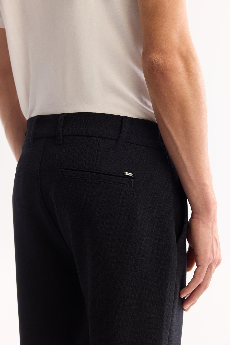 Koyu Lacivert Dokulu Yanı Lastikli Slim Fit Pantolon