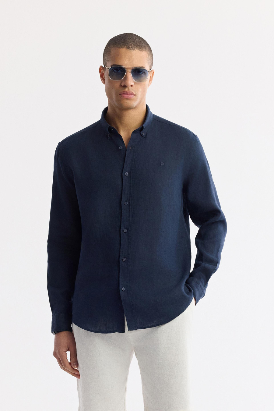 Navy Linen Shirt
