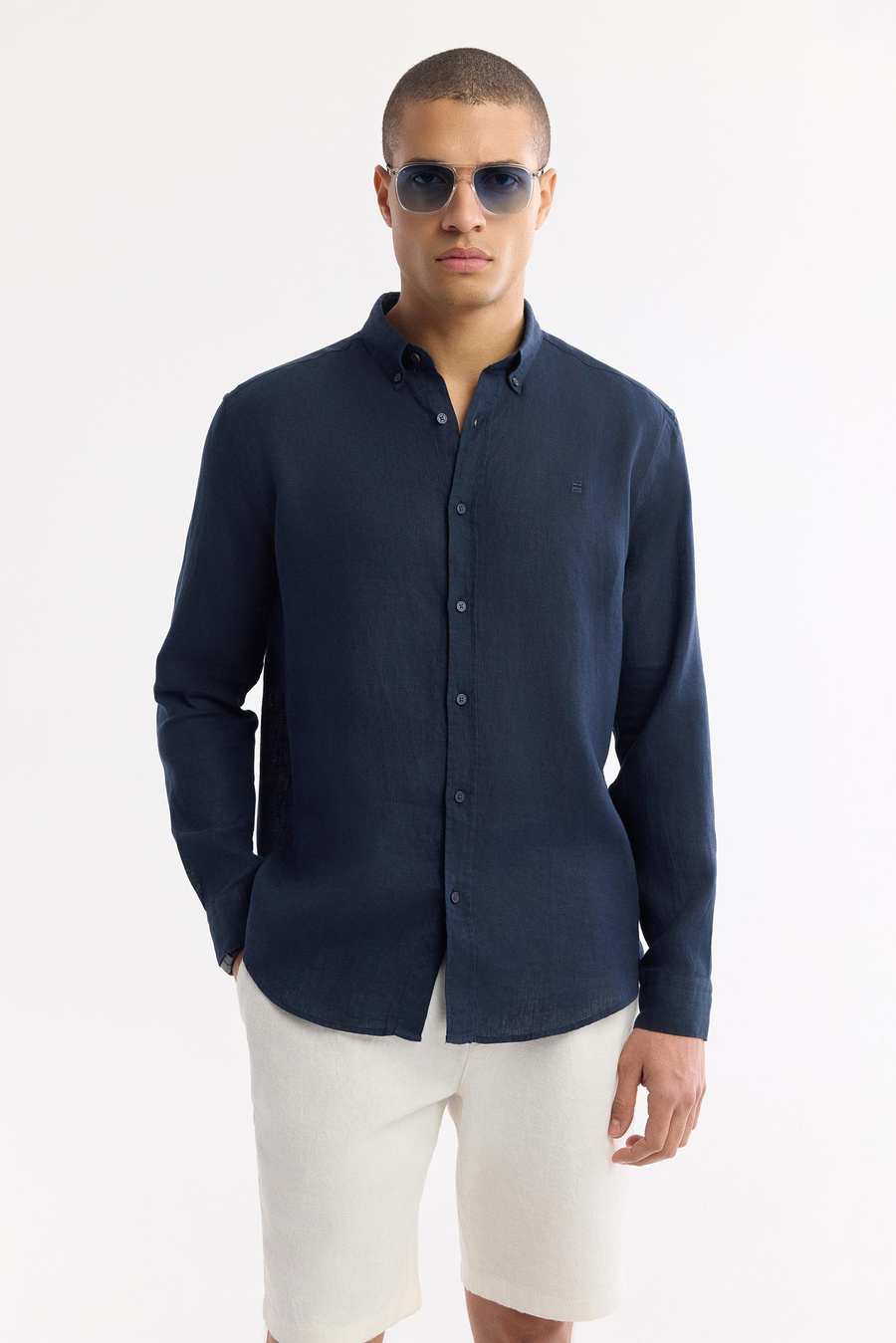 Navy Linen Shirt