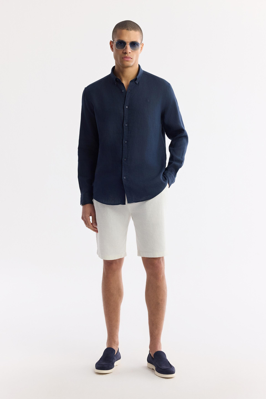 Navy Linen Shirt
