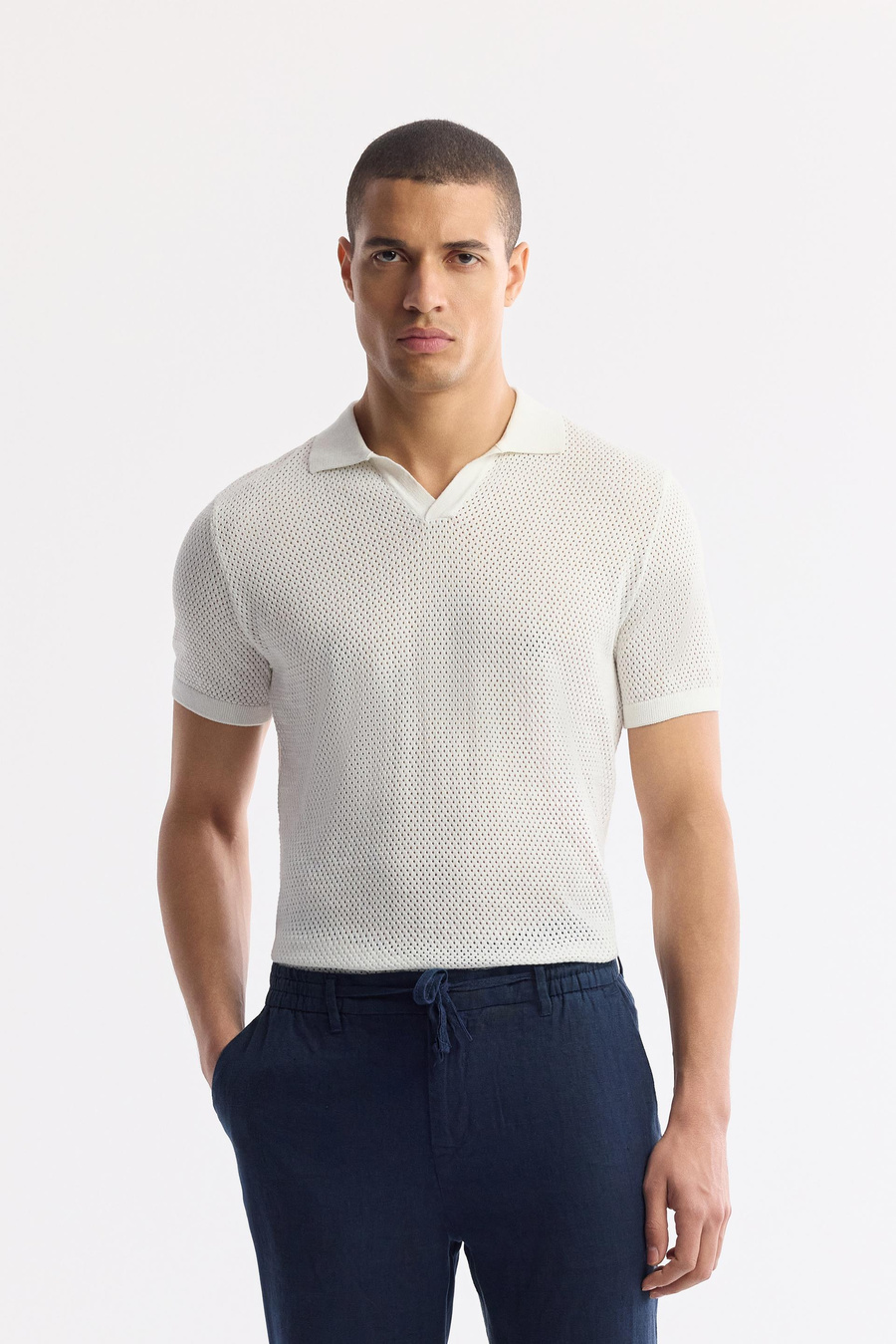 Navy Linen Drawstring Trousers