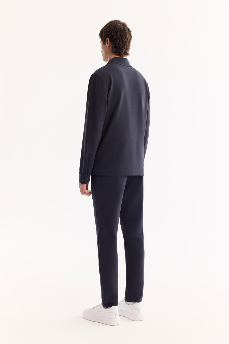 Lacivert Çift Cep Kapaklı Çıtçıtlı Comfort Fit Teknik Gömlek Ceket