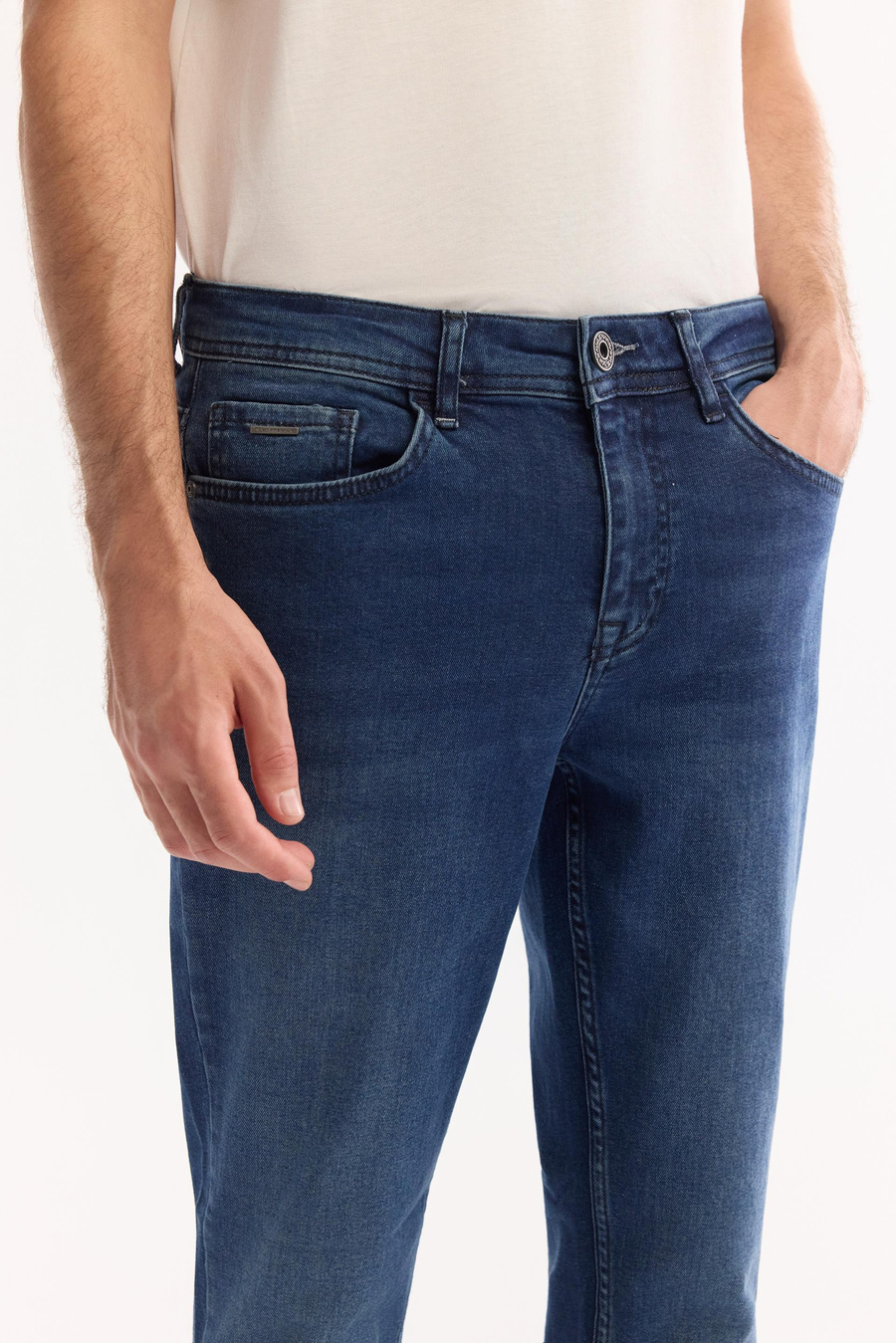 Lacivert Eskitme Yıkamalı Esnek Jean Pantolon