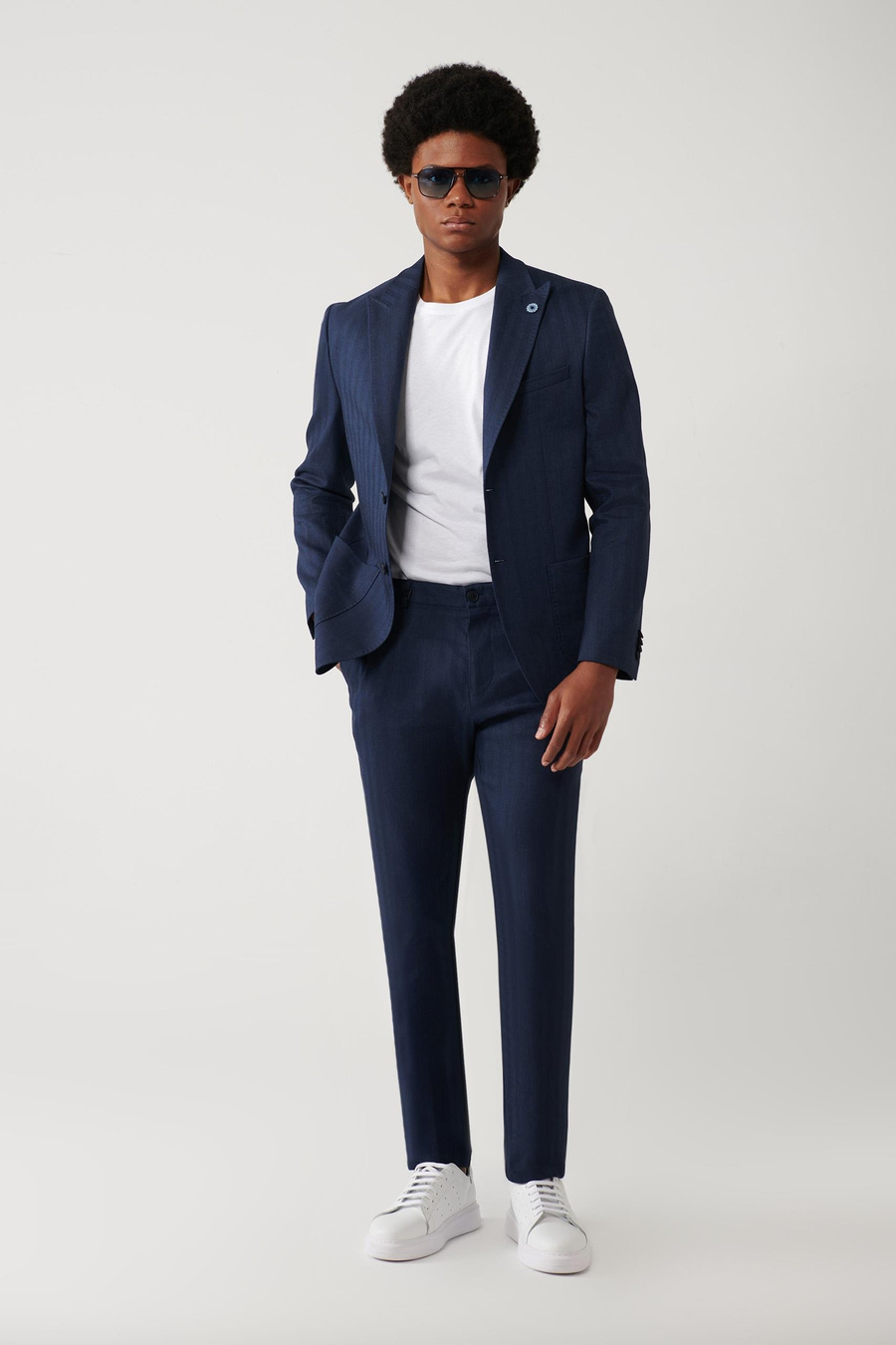 Lacivert Yan Cepli Esnek Kumaşlı Pantolon