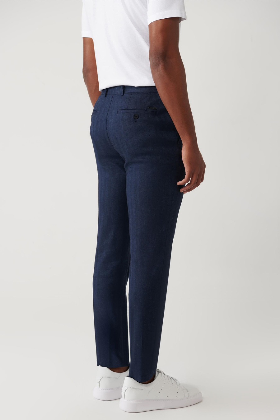 Lacivert Yan Cepli Esnek Kumaşlı Pantolon