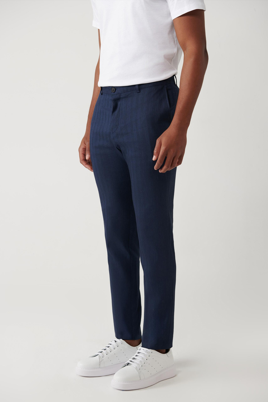 Lacivert Yan Cepli Esnek Kumaşlı Pantolon