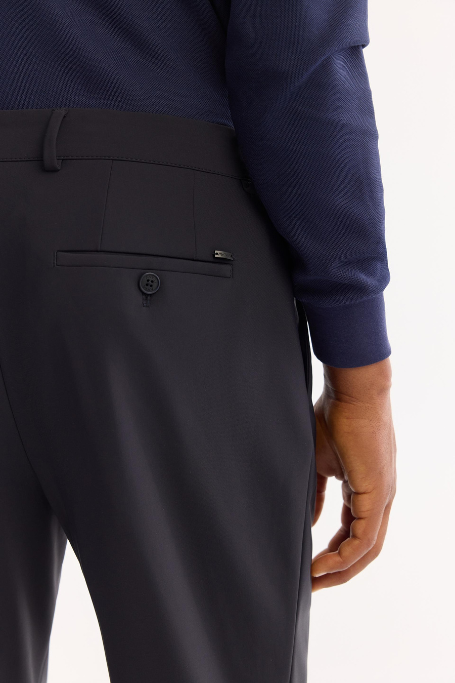 Lacivert Yandan Cepli Beli Yarım Lastikli Bı-Stretch Teknik Kumaş Takım Pantolon