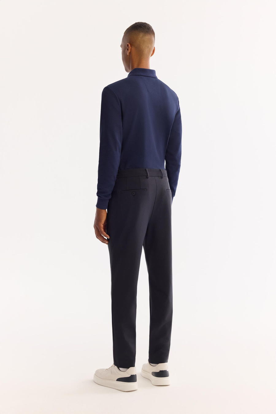 Lacivert Yandan Cepli Beli Yarım Lastikli Bı-Stretch Teknik Kumaş Takım Pantolon