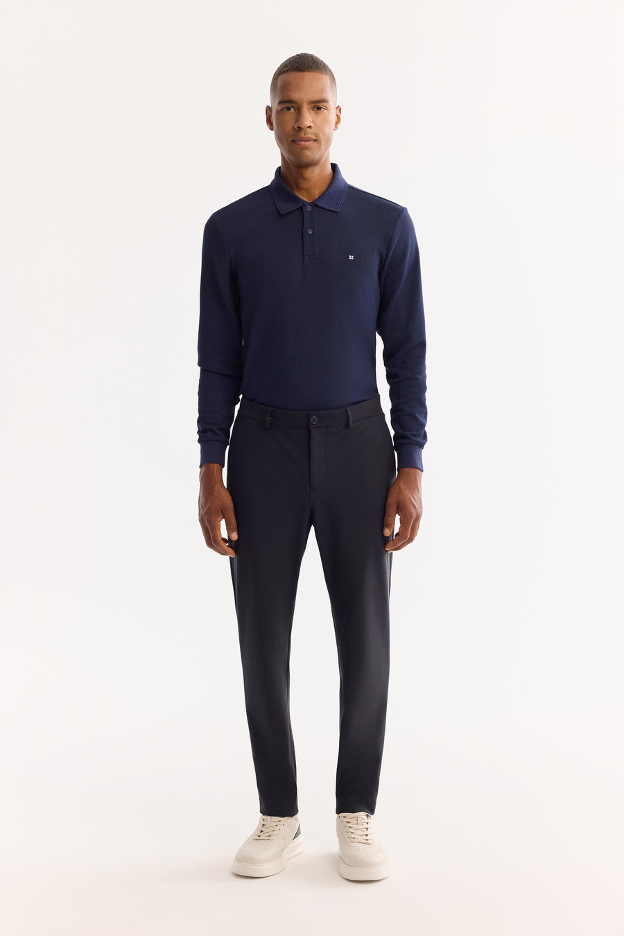 Lacivert Yandan Cepli Beli Yarım Lastikli Bı-Stretch Teknik Kumaş Takım Pantolon