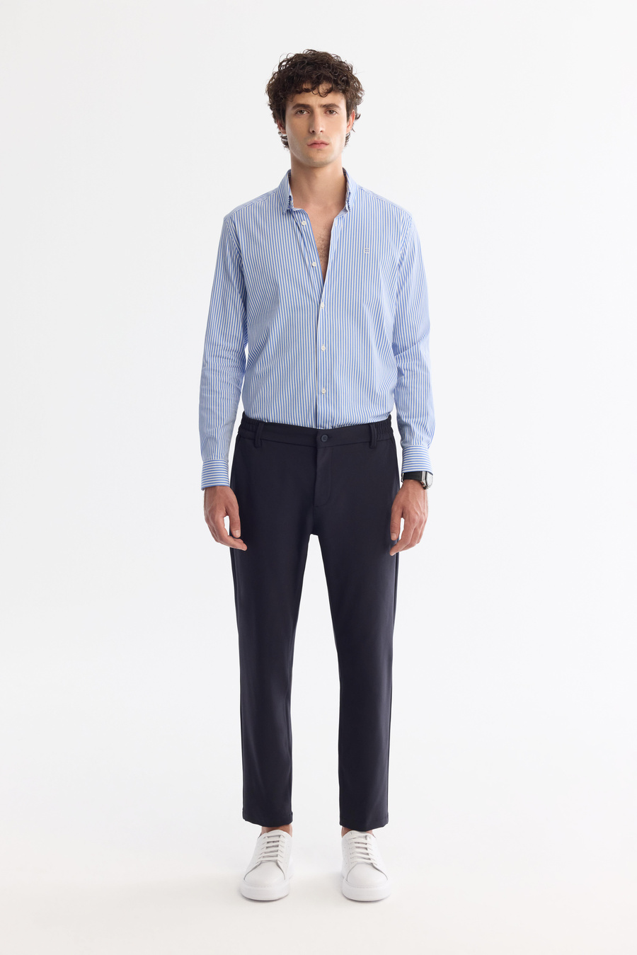 Lacivert Yanı Lastikli Teknik Slim Fit Pantolon