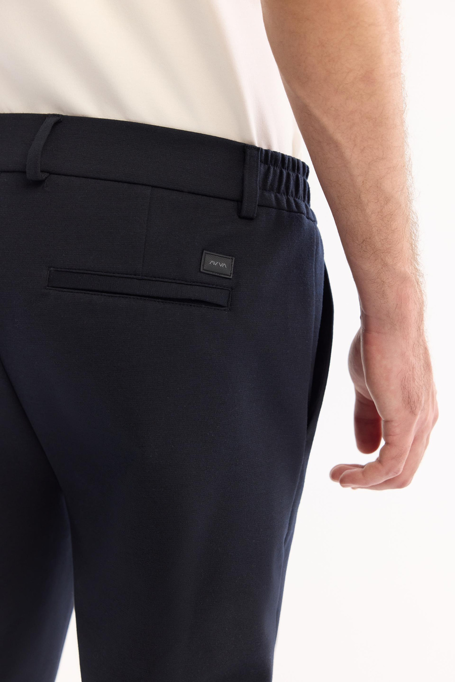 Lacivert Yanları Lastikli Slim Fit Chino Pantolon