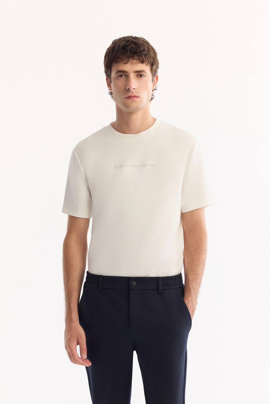 Lacivert Yanları Lastikli Slim Fit Chino Pantolon