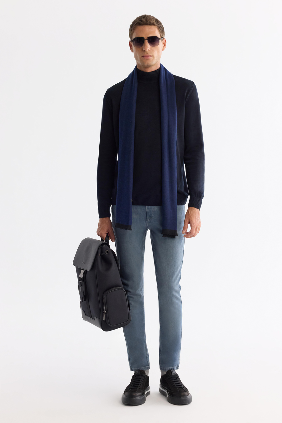 Navy Mock Turtleneck Jumper