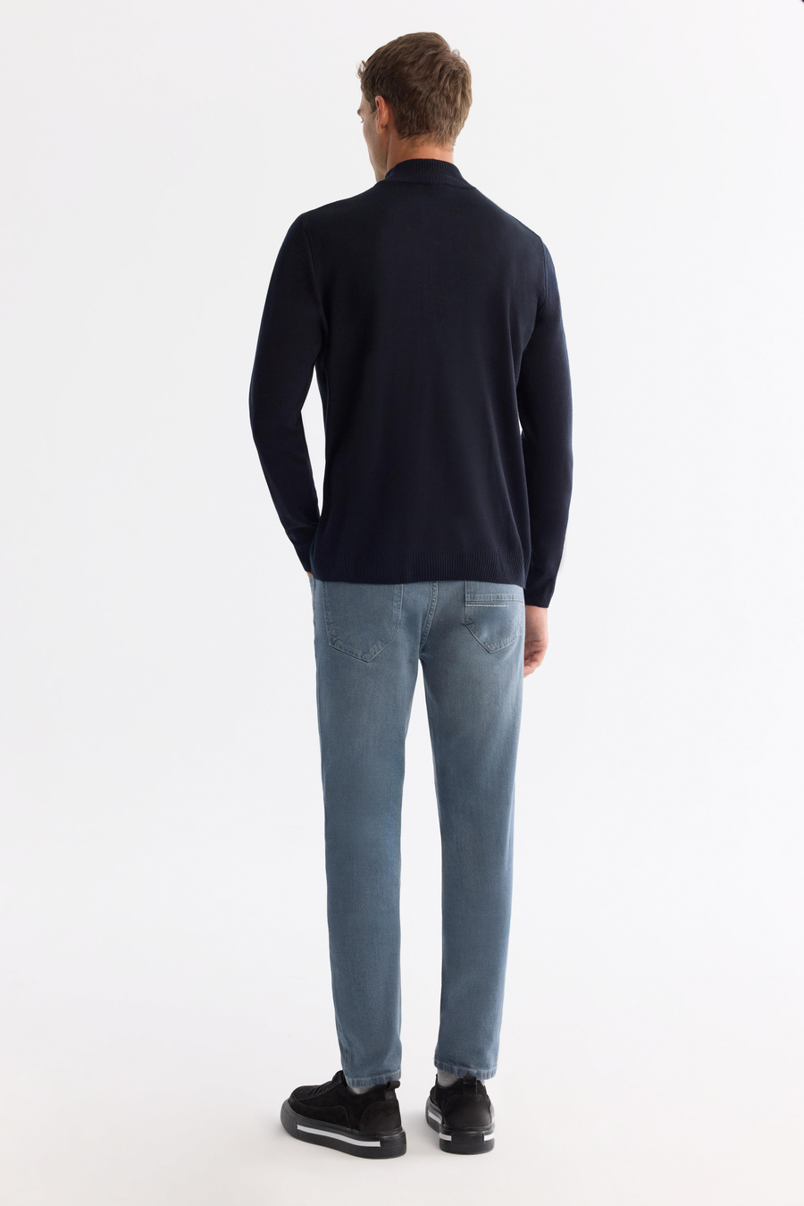 Navy Mock Turtleneck Jumper