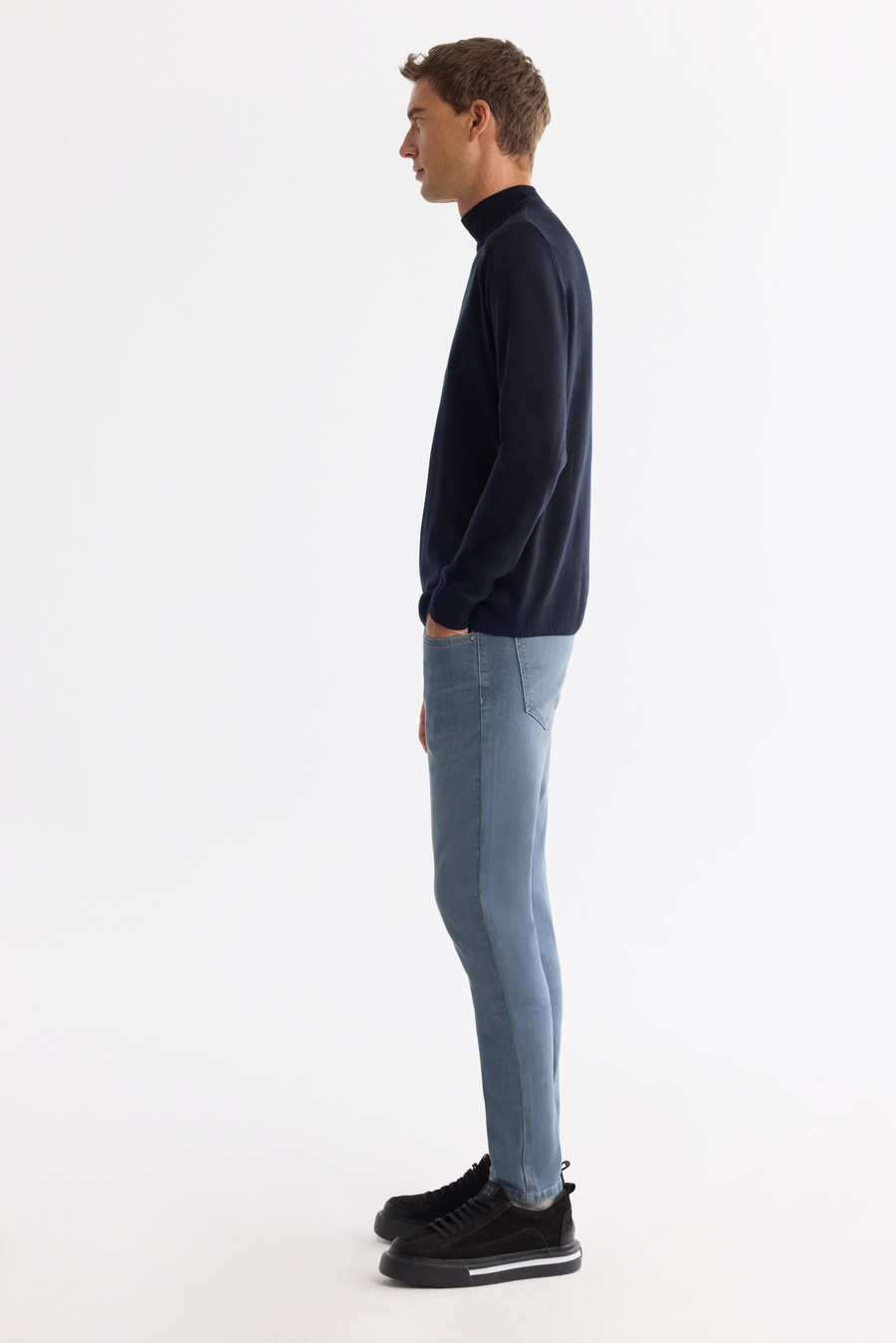 Navy Mock Turtleneck Jumper