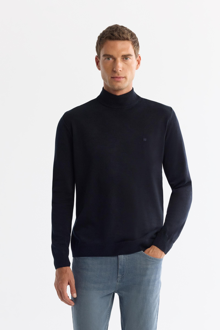 Navy Mock Turtleneck Jumper