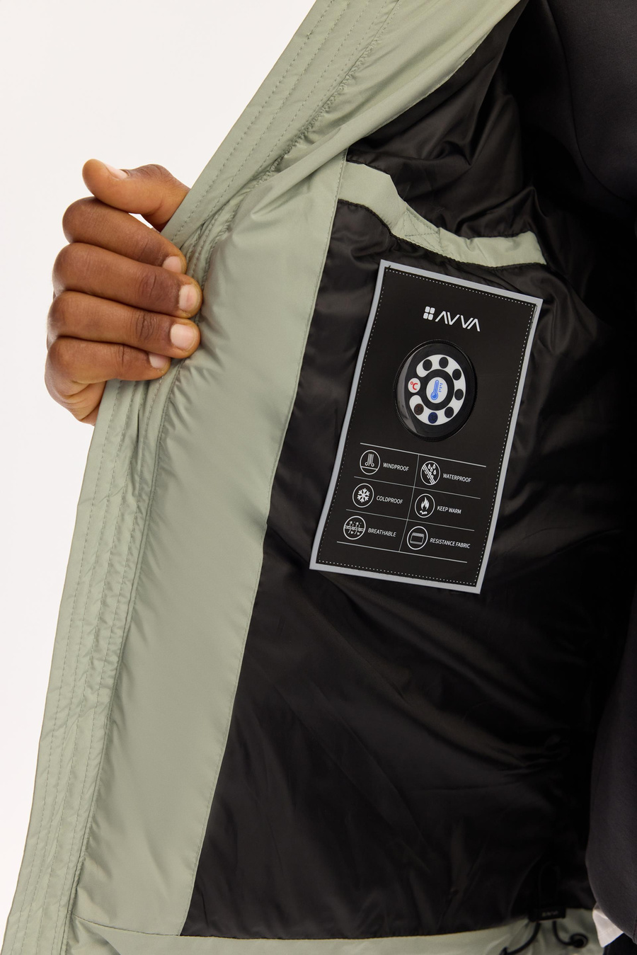 Nil Yeşili Kapüşonlu Yaka Elyaf Dolgulu Mont