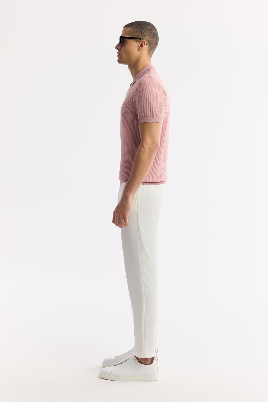 Pembe Polo Yaka Dokulu Triko T-shirt