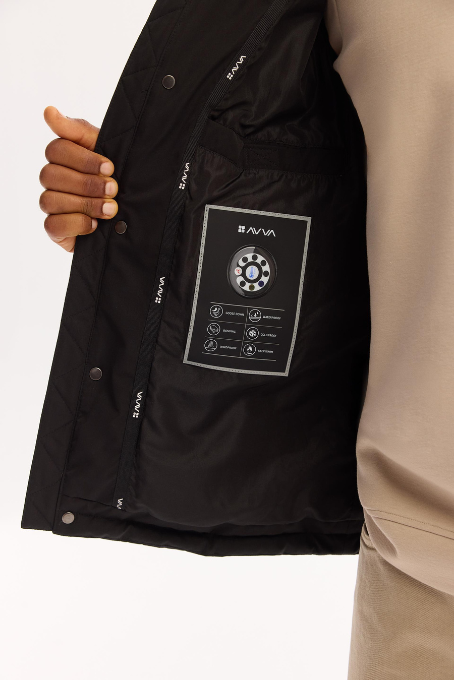 Siyah 100% Rakun Kürklü Kapüşonlu Kaz Tüyü Mont