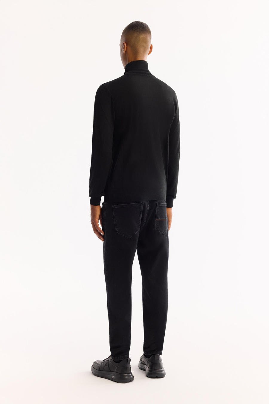 Black Wool Blend High Neck Jumper