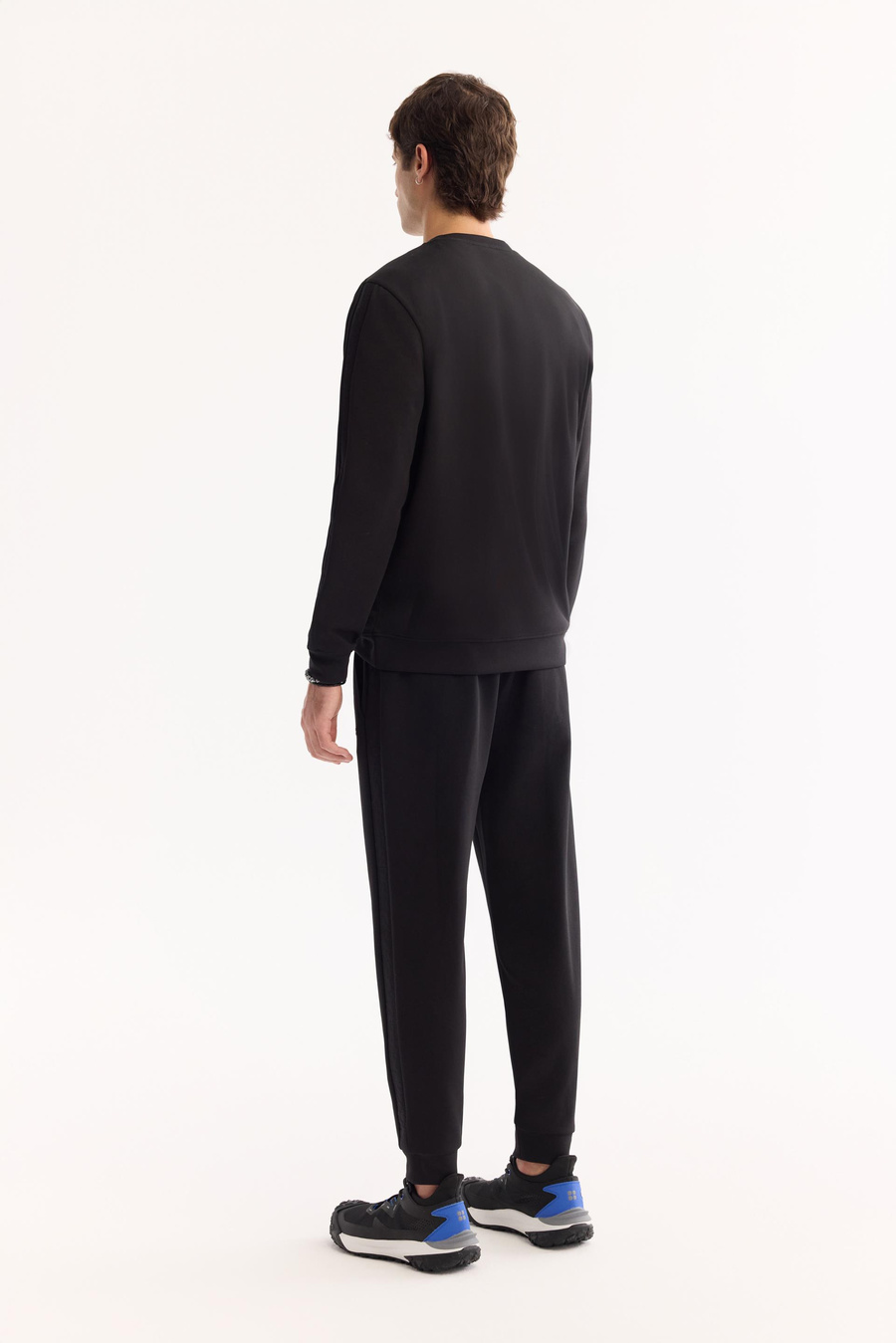 Siyah Bel Lastik Yan cepli Enjeksiyon Baskılı İnterlok  Regular fit Jogger