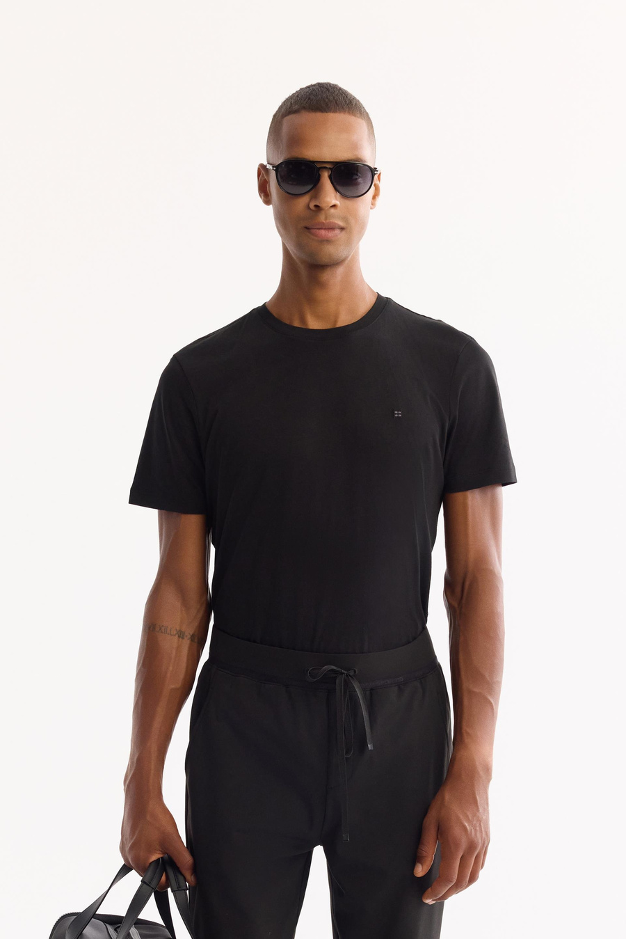 Siyah Bel Lastik Yan cepli Enjeksiyon Baskılı Regular fit Jogger