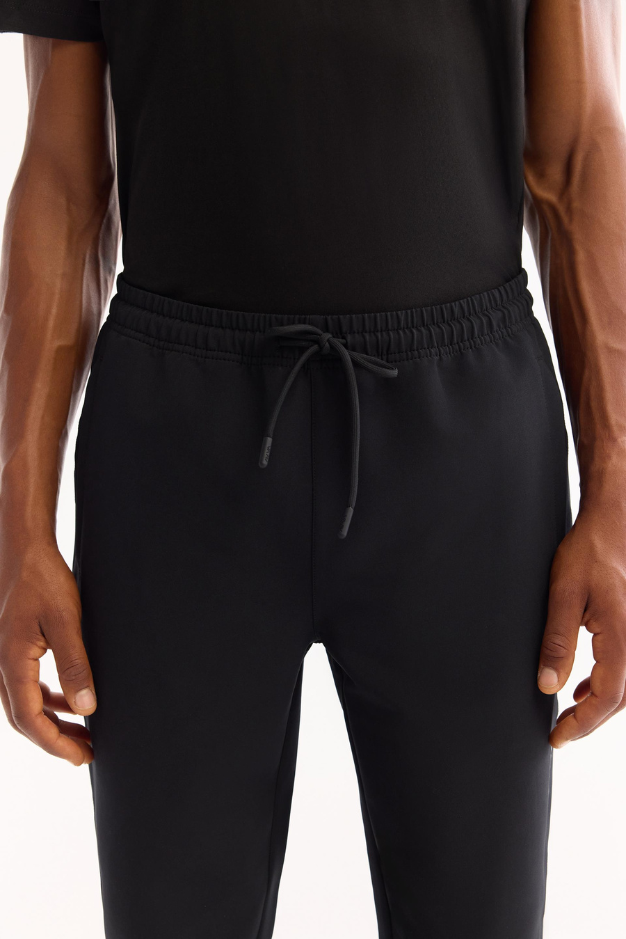 Siyah Bel Lastikli Yan Cep Fermuar Fleksi Baskılı Regular  Jogger