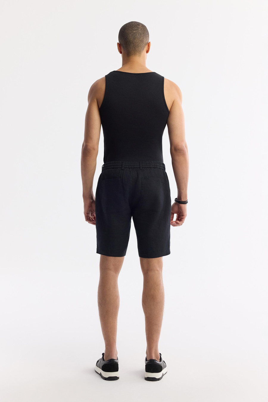 Siyah Beli Lastikli %100 Keten Assos Relaxed Fit Şort