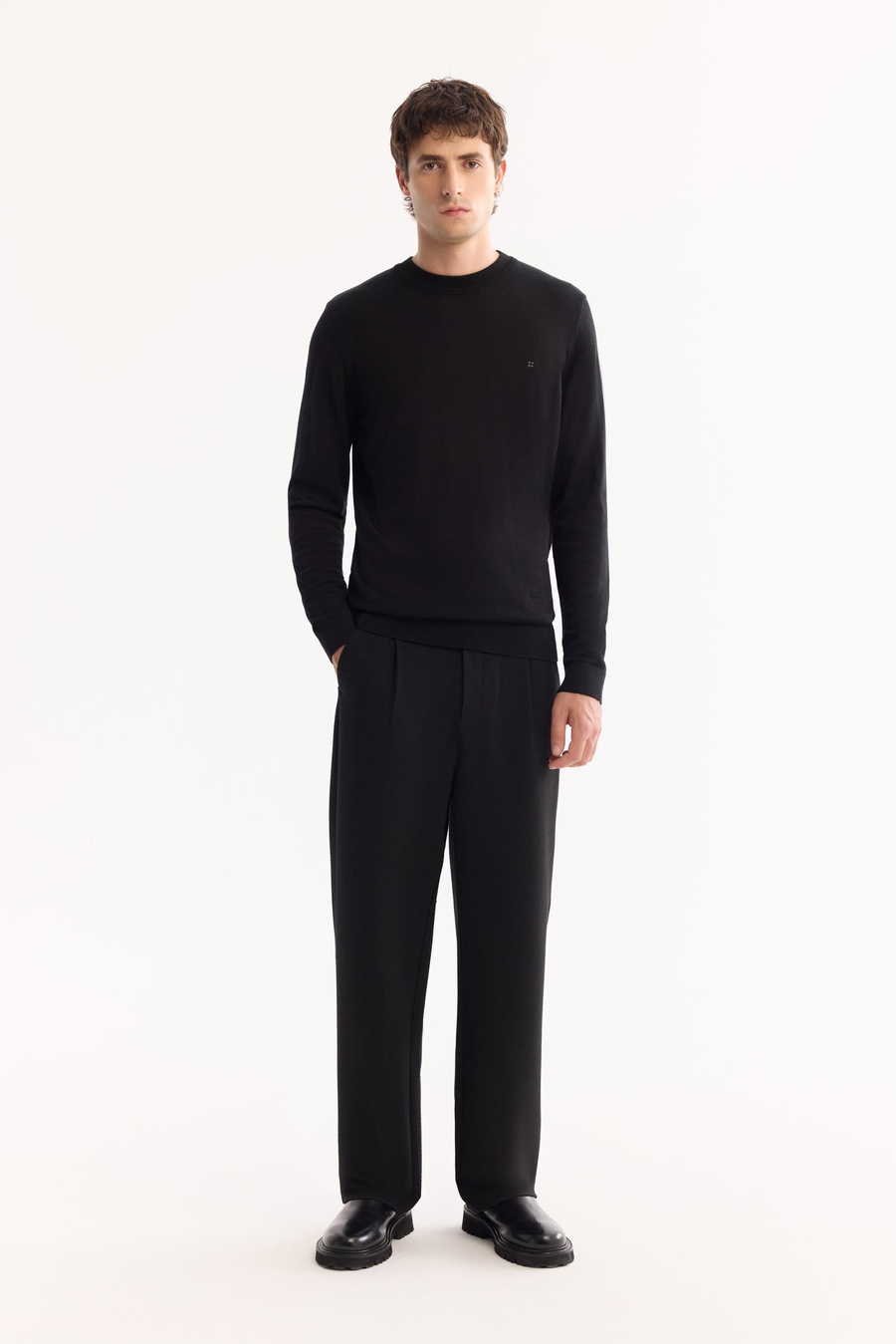 Black High Crew Neck Jumper