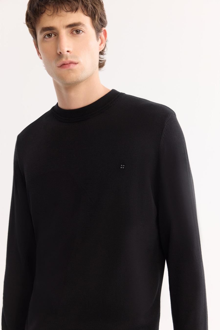 Black High Crew Neck Jumper