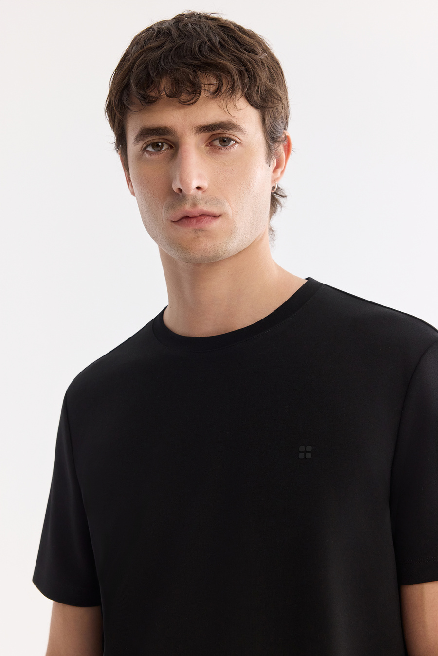 Siyah Bisiklet Yaka Yanda Ruber ve DTF  Baskılı İnterlok T-Shirt