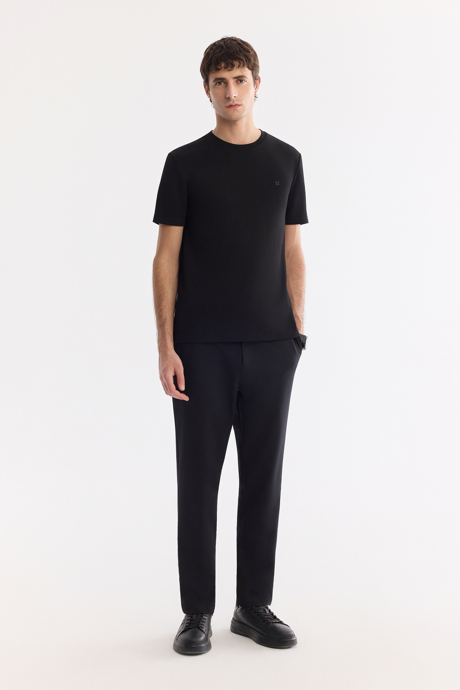 Siyah Bisiklet Yaka Yanda Ruber ve DTF  Baskılı İnterlok T-Shirt