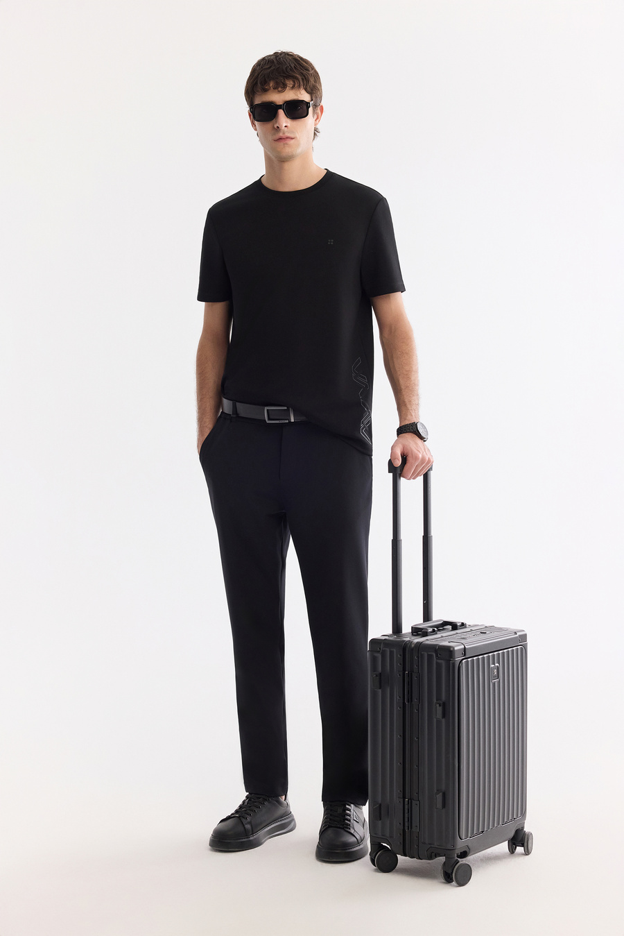 Siyah Bisiklet Yaka Yanda Ruber ve DTF  Baskılı İnterlok T-Shirt