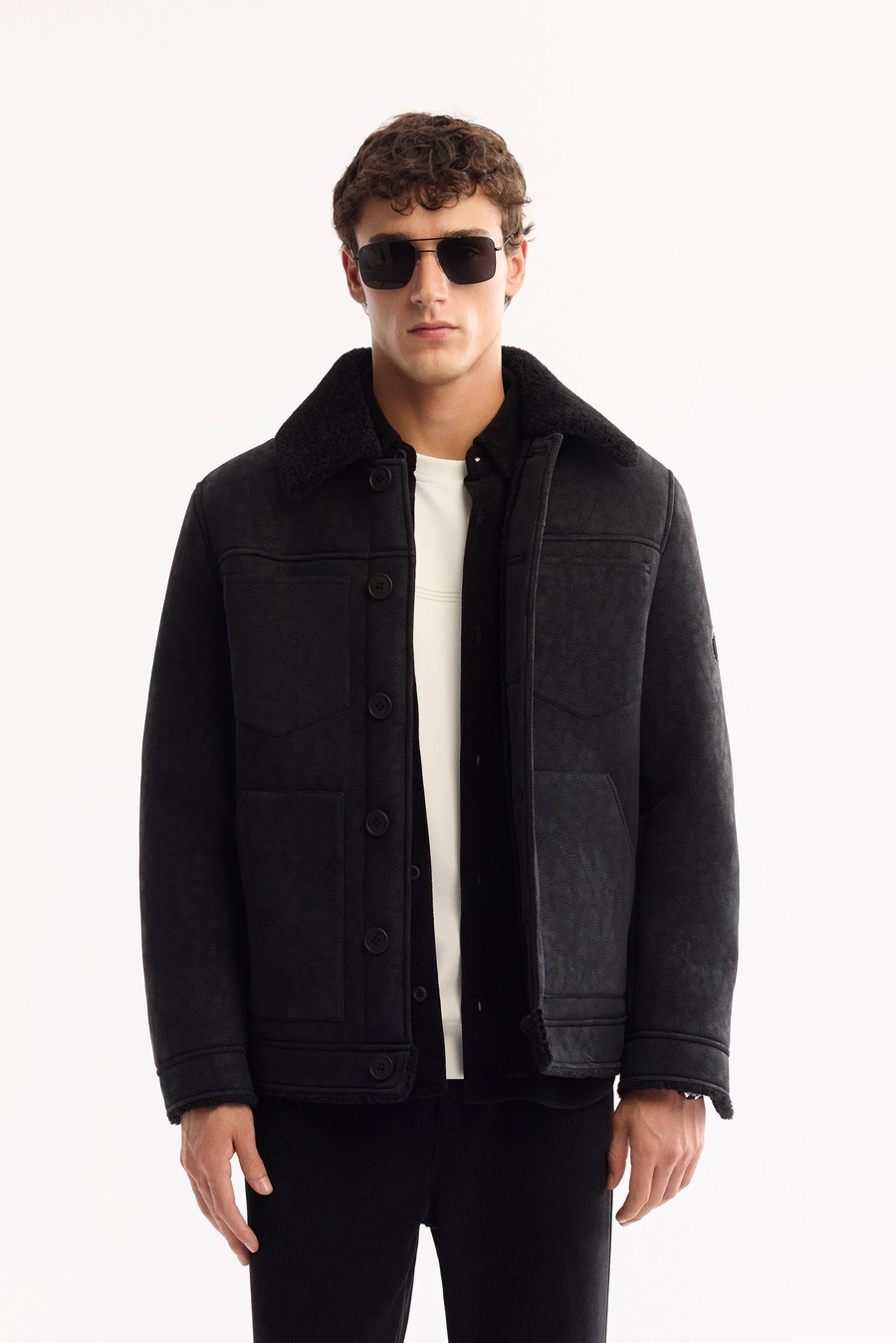 Siyah Ceket Yaka Kürklü Napa Mont