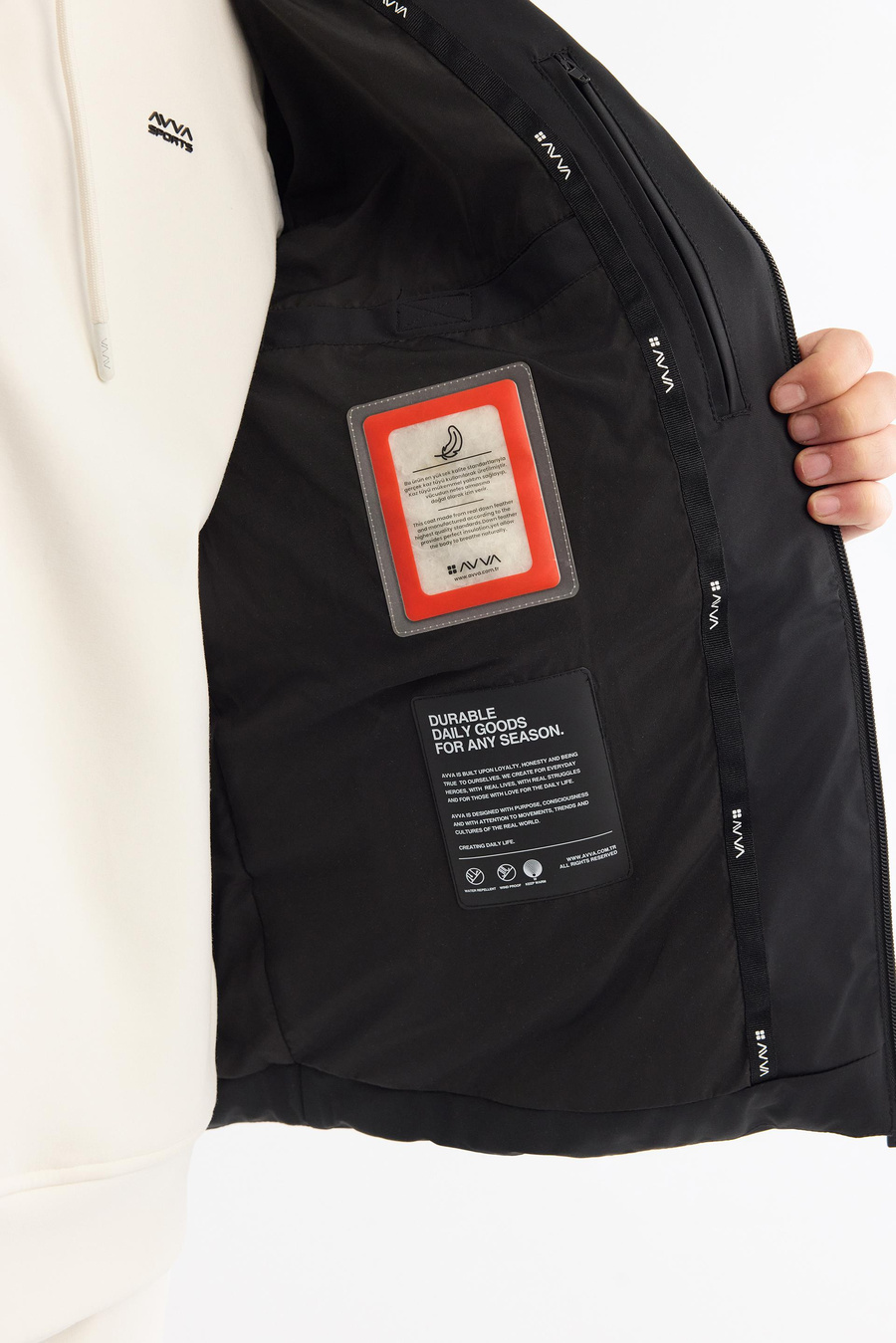 Black Water Repellent Goose Down Puffer Jacket