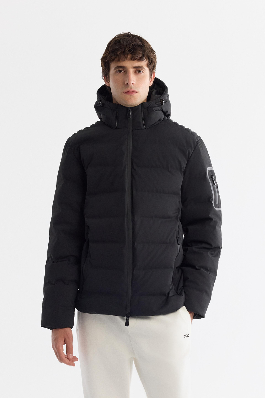 Black Water Repellent Goose Down Puffer Jacket