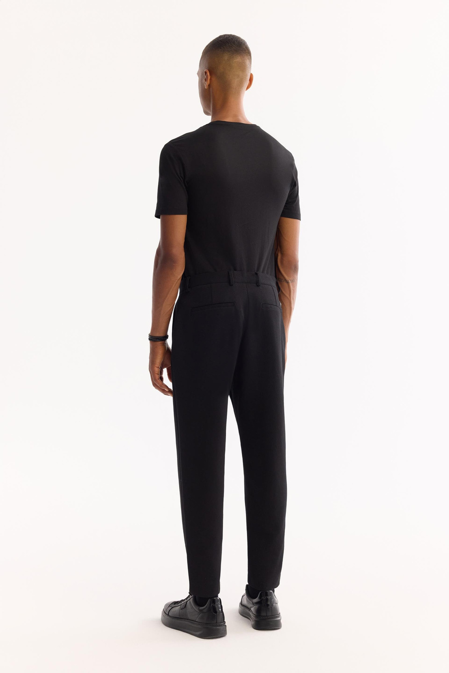 Siyah Diyagonal Desenli Carrot Fit Örme Pantolon