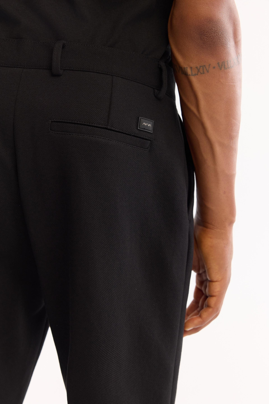 Siyah Diyagonal Desenli Carrot Fit Örme Pantolon